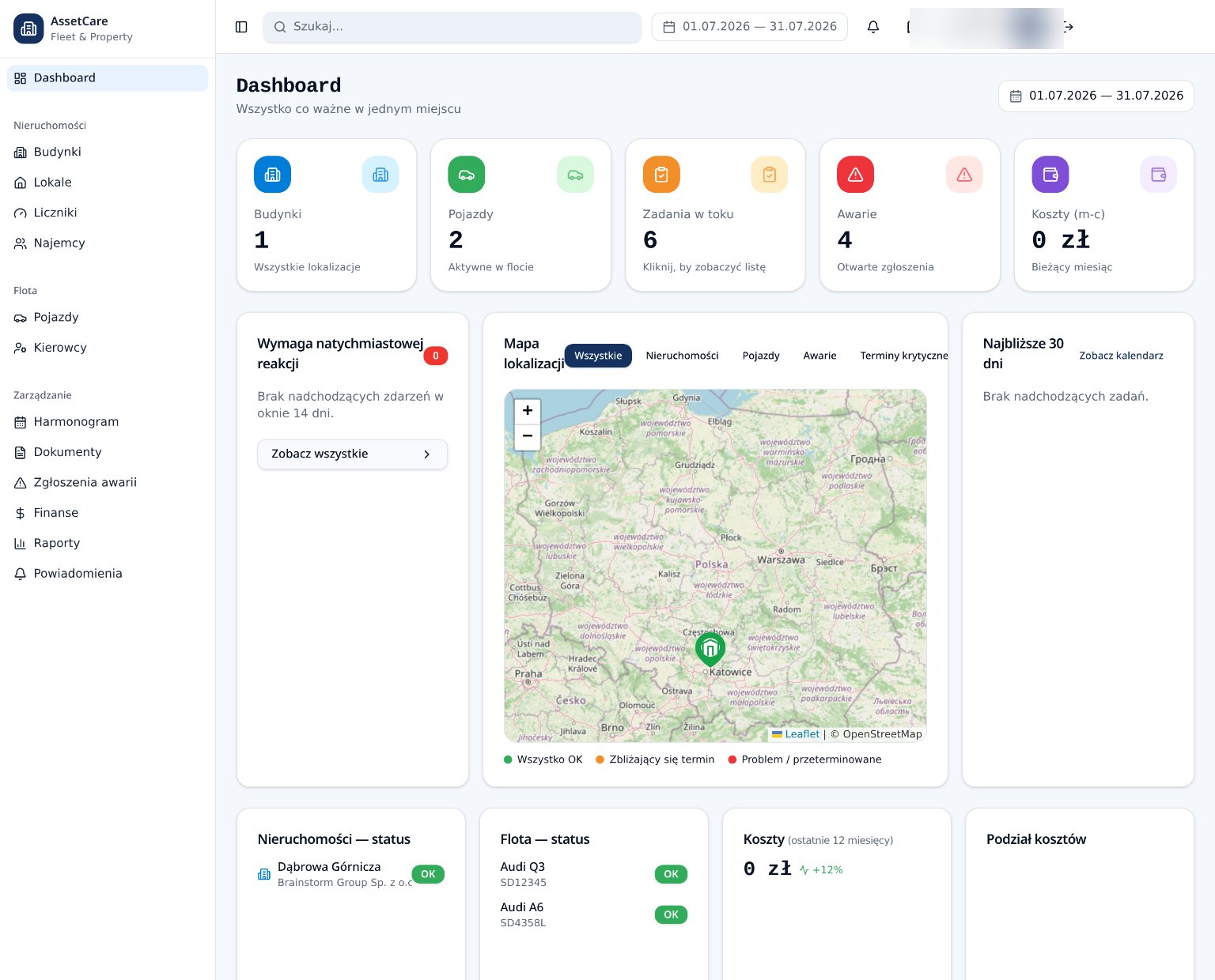 Mapa lokalizacji z pinezką obiektu
