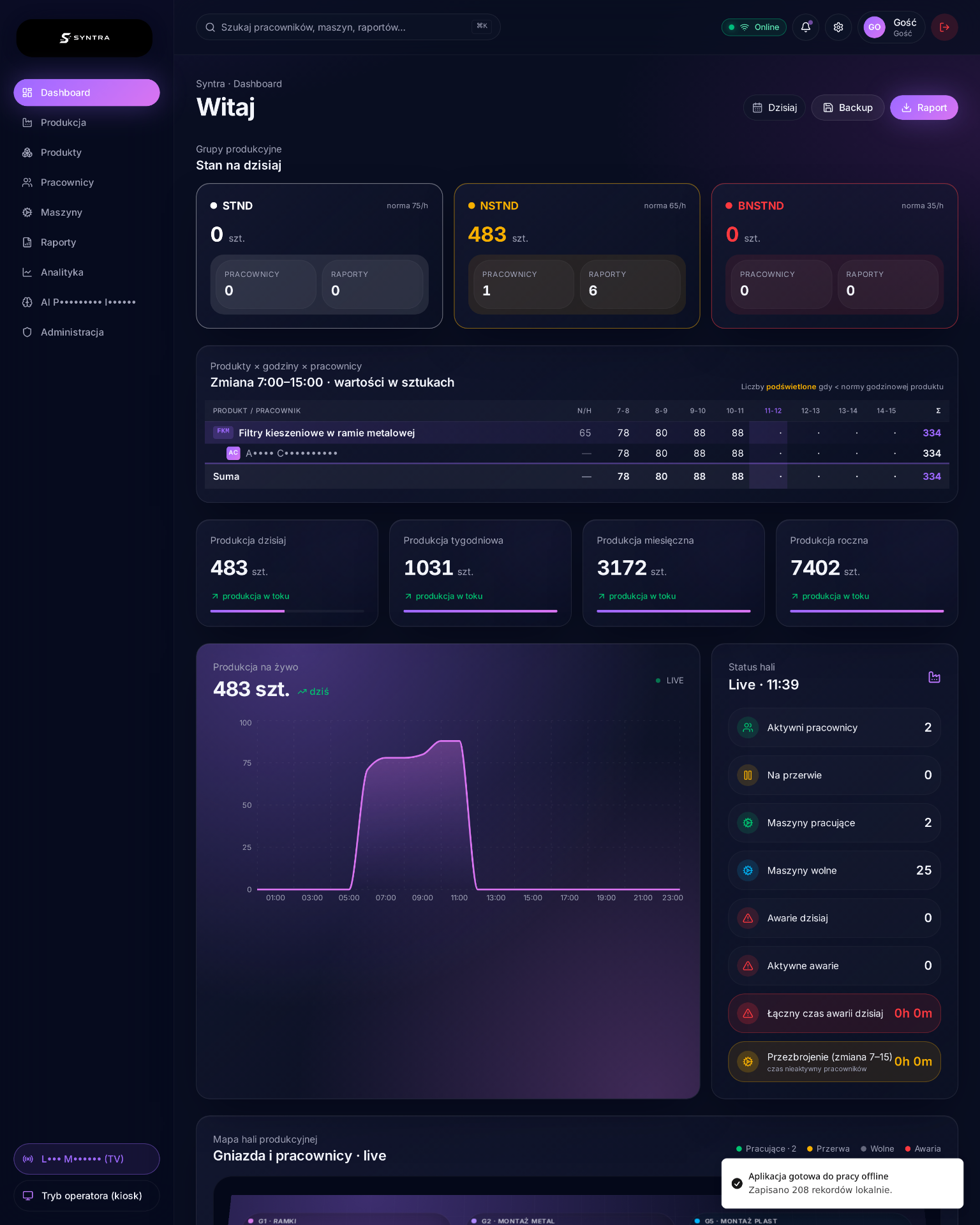 Panel managera — sidebar i topbar