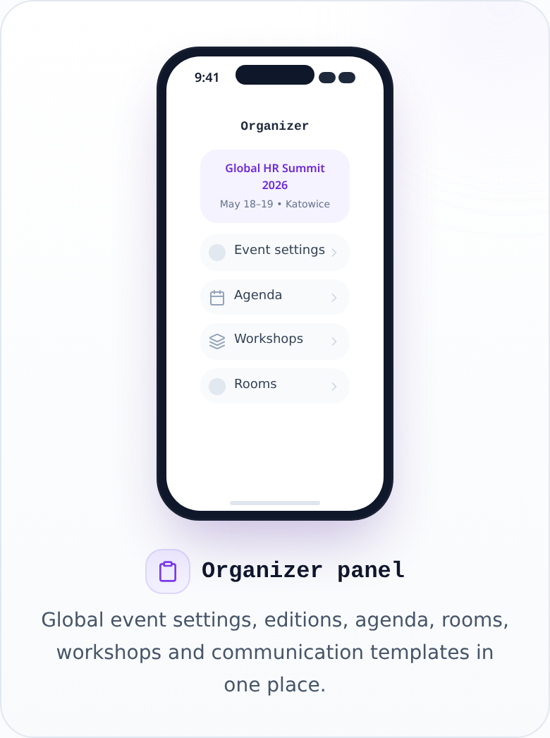 Panel organizatora